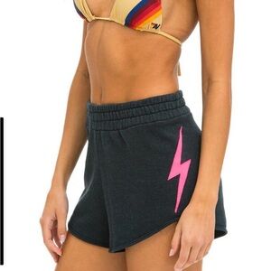 Aviator Nation bolt lounge Shorts charcoal and Pink